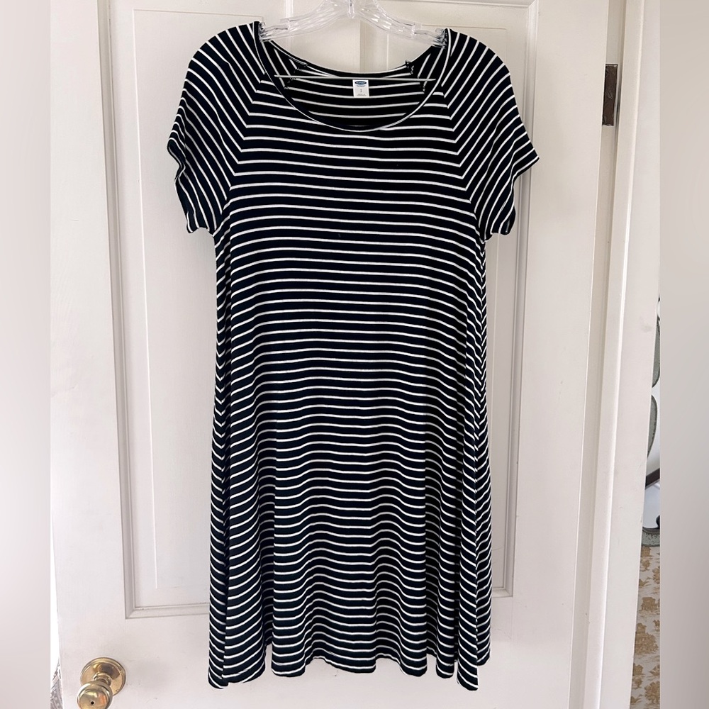 Swing dresses. Set of two from Old Navy. One black/ white stripe the other gray